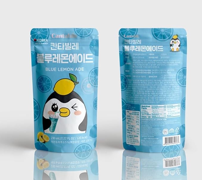 Cantabile Korean Convenience Store Pouch Drink Ready-to-Drink Refreshing Beverage Imported from Korea (1 Pack, Blue Lemon Ade)