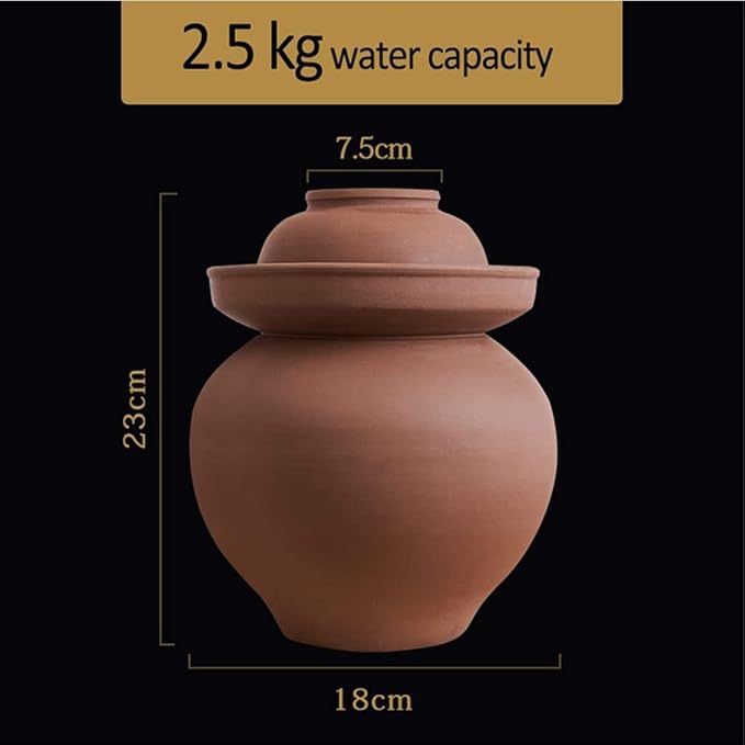 Traditional Chinese Porcelain Pickle Jar, Ceramic Fermenting Jar with Water Seal Airlock Lid, Stoneware Fermenter for Kimchi, Sauerkraut, 2.5KG