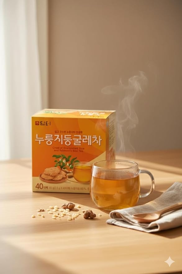 Damtuh Korean Roasted Rice & Solomon’s Seal Tea – Traditional Herbal Tea - Caffeine-Free, Sugar-Free, Non-Caloric, 40 Tea Bags (1.5g each, Pack of 2)