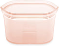 Zip Top Reusable Food Storage Bags | Small Dish [Peach] | Silicone Meal Prep Container | Microwave, Dishwasher and Freezer Safe | Made in the USA
