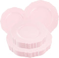 WDF 60pcs Pink Plastic Plates - Baroque Pink Disposable Plates Including 30 Dinner Plates 10.25inch, 30 Dessert Plates 7.5inch for Upscale Wedding/Baby Shower/Spring
