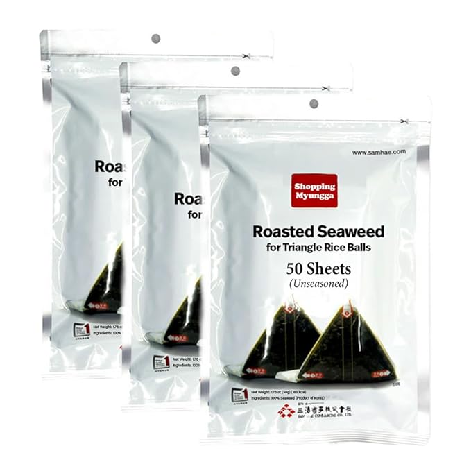 KOREAC_Myungga [50 * 3 Total 150 sheet] Seaweed Wrappers for Triangular Onigiri Rice Ball