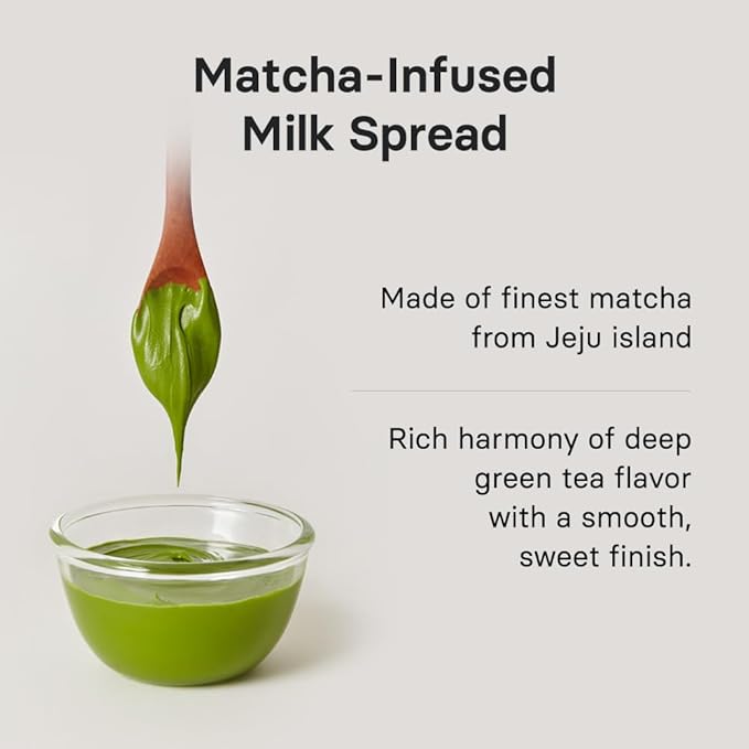 OSULLOC Green Tea Milk Spread (7.05 oz, 200g), Made of Finest Matcha from Jeju Island, Matcha-Infused Spreads