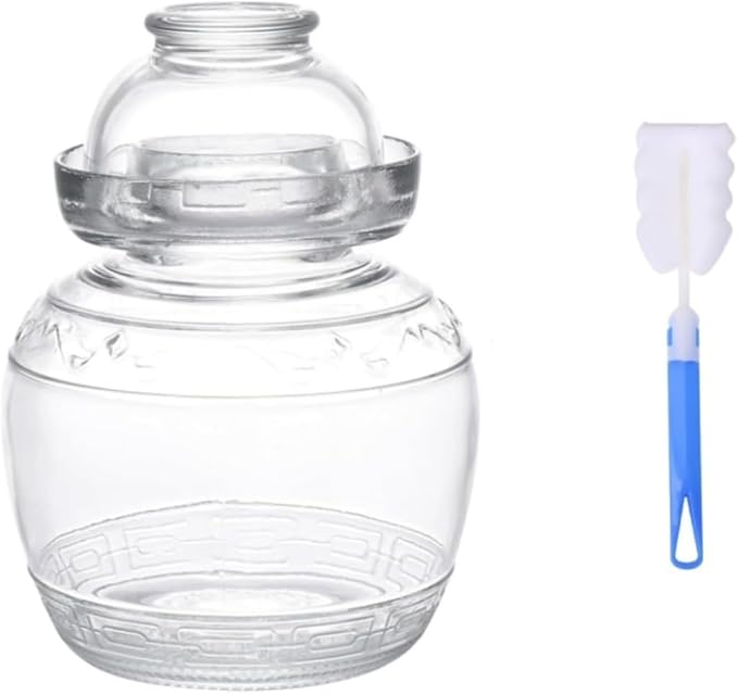 Glass Pickle Jar 1500ml Fermentation Jar Crock, Traditional Canning Jar Kimchi Containers with Water Seal Airlock Lid for Fermenting Pickles, Wine Brewing, and Sauerkraut
