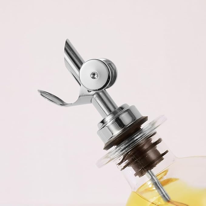 Molimoli Oil and Vinegar Dispenser with Metal Pour Spout, Weighted Pourer, Glass Bottle Dispenser for Kitchen, Olive Oil Cruet, Glass Olive Oil Bottle | 500ml, Set of 2