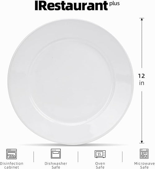Wide Rim Bone China Commercial Grade Restaurant Plate 12", Case of 12