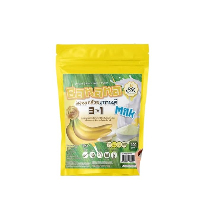 บีเค Korean Style Banana Milk Powder Instant Creamy Banana Drink Mix for Lattes, Smoothies, and Baking 400g