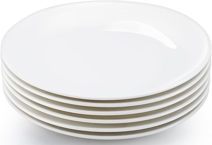 Ceramic Plates Set of 6, 10 inch White Porcelain Dinner Plates, Ceramic Round Plate, Round Dessert Salad Plate for Dinner Kitchen Serving & Everyday Use, Microwave & Dishwasher Safe