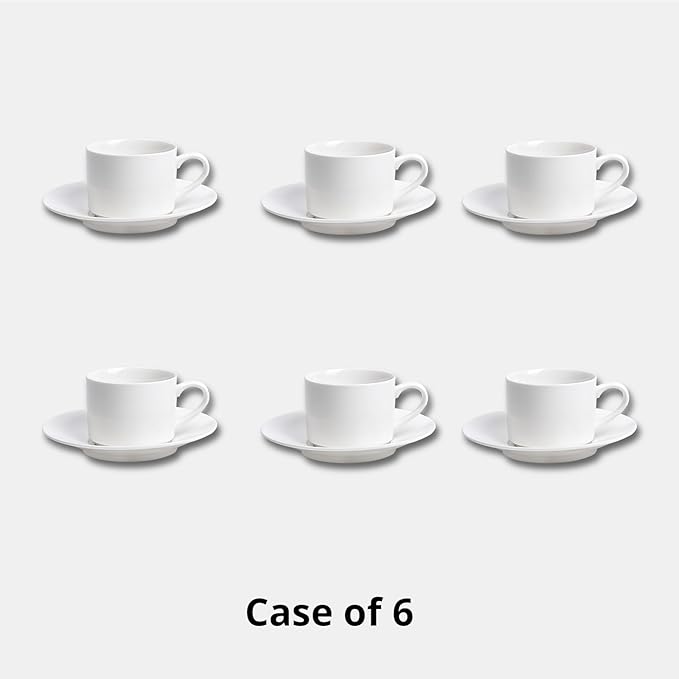 Bone China Wide Rim Commercial Grade Dinnerware Cup & Saucer, Case of 6