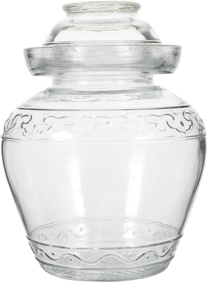 2.5 Liter Canning Jar Pickle Jar Glass Jar with Lid, Fermentation Kombucha Jar Crock with Water Seal for Making Pickles, Kimchi, Sauerkraut, Kombucha and Wine Brewing, Fermentation Kit