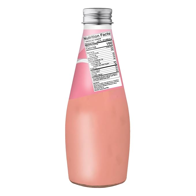 JANS - COCONUT MILK DRINK (with NATA DE COCO) STRAWBERRY 9.8 OZ (Pack of 12, Strawberry)