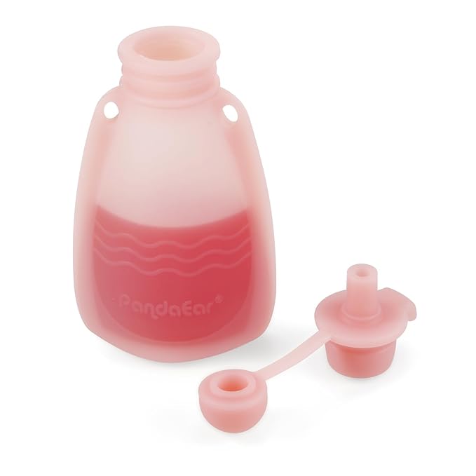 PandaEar Reusable Silicone Baby Food Pouches, 7 Pack Squeeze Pouches for Toddler Kids, BPA-Free Silicone Refillable Baby Food Storage, 5 oz /150 ml