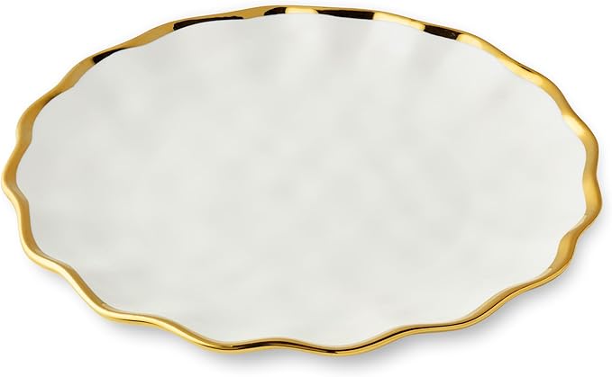 Regency Gold 11-Inch Porcelain Dinner Plates – Set of 4 Elegant Gold-Trimmed Plates – Durable, Dishwasher-Safe Fine Tableware for Formal Dining, Holidays & Everyday Use