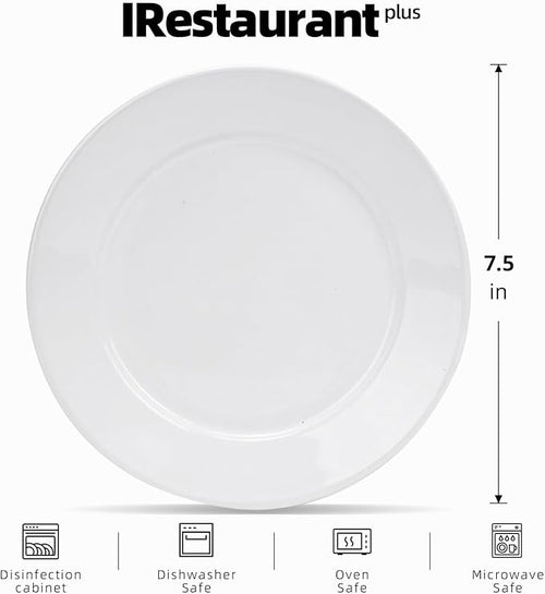 Wide Rim Bone China Commercial Grade Restaurant, Salad Plate 7.5", Case of 12