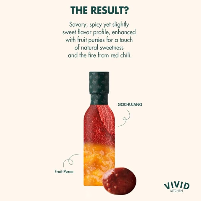 VIVID KITCHEN Gochujang Sauce - Korean Fermented Chili Paste Fusion - 8.6 oz Bottle - Authentic, Bold & Spicy Flavor - No MSG or Preservatives - Ideal for Topping, Stir-Fry, Dipping & Cooking