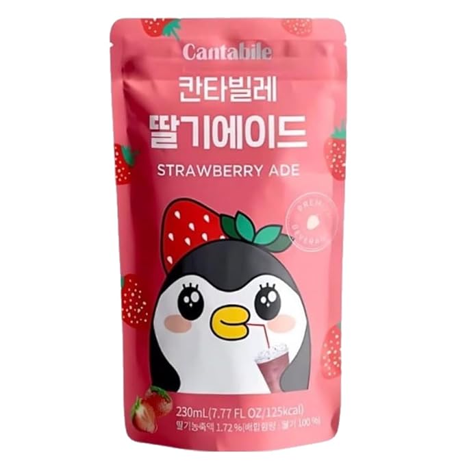 Cantabile Korean Convenience Store Pouch Drink Ready-to-Drink Refreshing Beverage Imported from Korea (1 Pack, Strawberry)