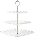 DAFURIET Dessert Cupcake Stand, 3 Tier Cup Cake Holder Tower for Tea Party/Birthday/Wedding, Plastic Tiered Serving Tray with Metal Rod, White