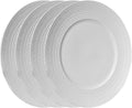 10 Inch Porcelain Dinner Plates Set of 4,Serving Dishes,White,Embossed,Heat Resistant,Scratch Resistant,Highly Glossy Glaze,Dishwasher safe,Microwave safe (Wade 10'')