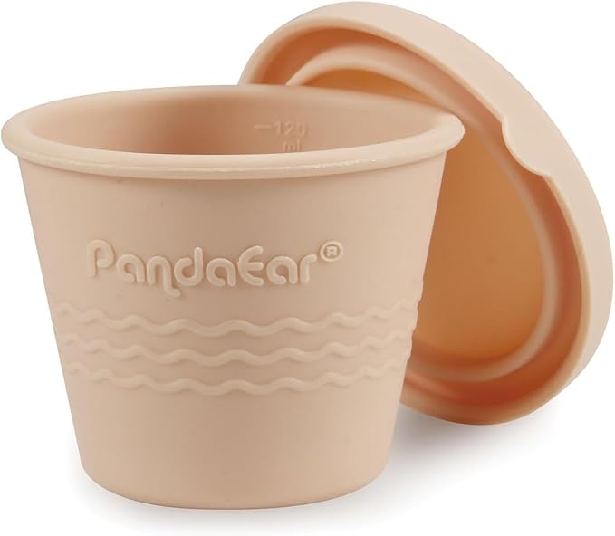 PandaEar 6 Pack Silicone Baby Food Storage Containers (4 oz) -Leakproof & Airtight Reusable Snack Cups with Lids - Freezer, Dishwasher Safe - Versatile Puree Jars for Infants & Toddlers