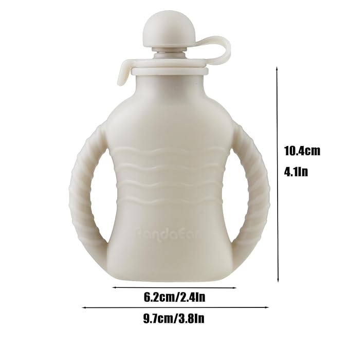 PandaEar 7-Pack Reusable Silicone Baby Food Pouches with Handles, 4oz Refillable Squeeze Pouches for Toddlers & Infants, BPA-Free Self-Feeding Yogurt & Smoothie Bags, Includes 2 Funnels