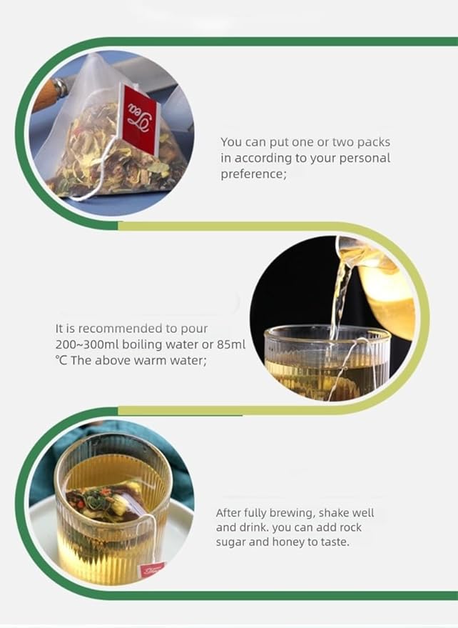 100% Pure Herbal Blend Plant-Pyramid Tea Bags （A pack of 50 bags）8.81oz/250g，Caffeine Free, Gluten Free 胖大海金银花菊花茶(Fat sea Honeysuckle and Chrysanthemum Tea)