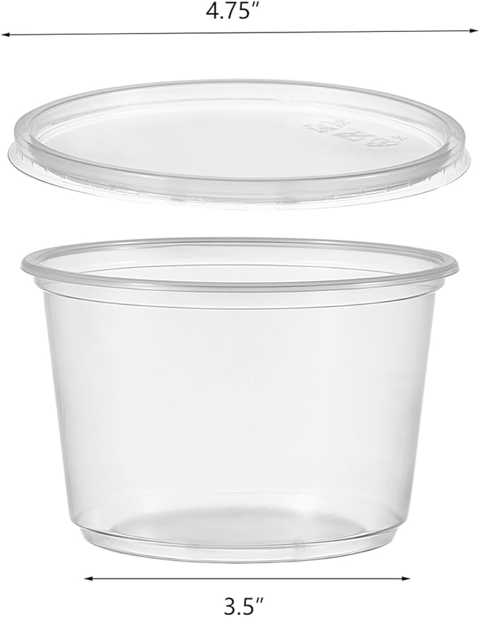 FULING 150 Set - 16 oz. Plastic Deli Disposable Food Storage Containers With Airtight Lids