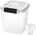 HANAMYA 20 LB Rice Storage Container with Measuring Cup, BPA free, For Rice | Grain | Pet Food | Flour, 1 count, Clear & Black