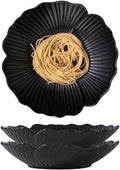 CLAY TONIC Set of 3-10 Inch Japanese Style Flower Petal Shaped Porcelain Round Dinner Plates/bowl, Versatile Circular Serving Plates for Pasta, Salad, Steak Dinner (Black, 10 Inches)