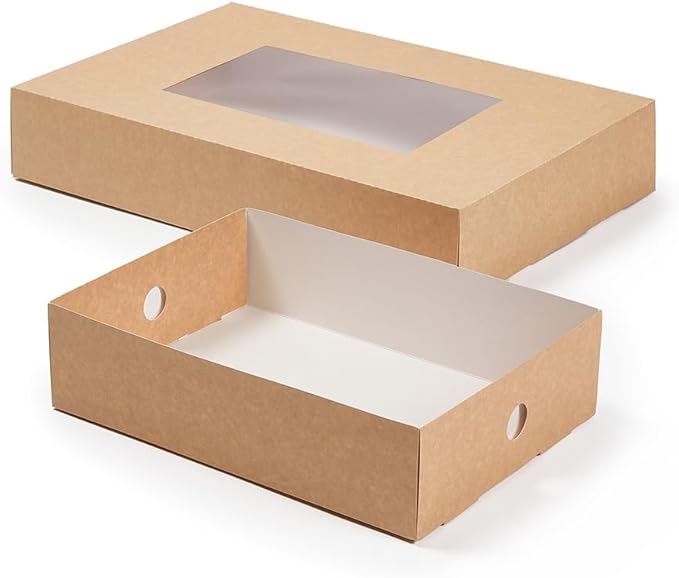 Restaurantware-12 x 8.7 x 3.2 Inch Insert For Catering Trays, 10 Grease-Resistant Insert For Catering Boxes - High Wall, Sturdy, Kraft Paper Insert For Catering Food Containers, Trays Sold Separately