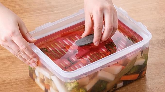 lock&lock Press Plate Leakproof Airtight Pickle Kimchi Container 6L / 220oz BPA Free One Handle Clear Body Maintain Fresher Taste