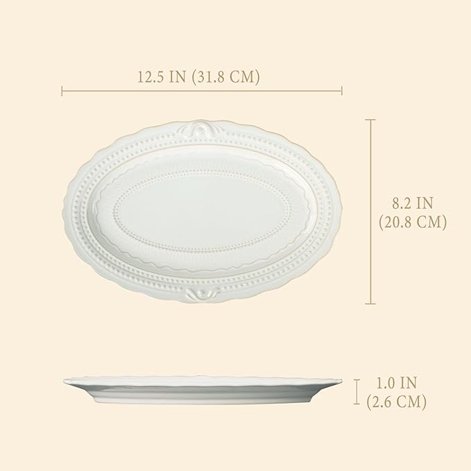 Ceramic dinner plate set (4 pieces), ceramic dinner plates, embossed salad plates, Kitchen Porcelain Serving Dishes, microwave/oven/dishwasher safe, scratch-resistant.