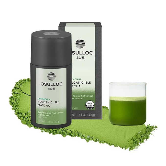 OSULLOC Volcanic Isle Matcha Powder, Ceremonial Grade Korean Matcha, Green tea powder from Jeju Island (1.41oz, 40g)