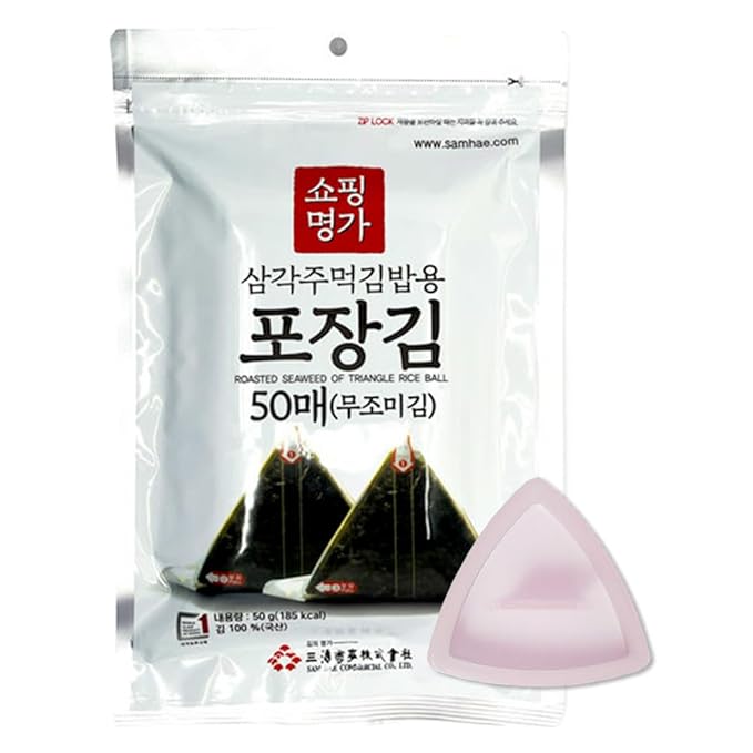KOREAC_ [50 Sheets with Mold] Seaweed Wrappers for Triangular Onigiri Rice Ball Starter Kits