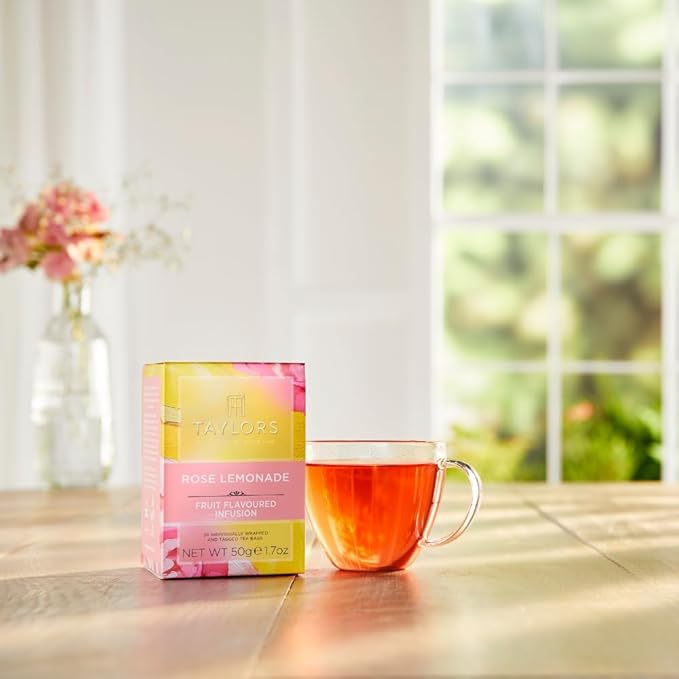 Taylors of Harrogate Rose Lemonade Infusion Individually Wrapped Bags, 20 Count (Pack of 6), Zingy, Refreshing and Fragrant, Caffeine-Free, Enjoy Hot or Iced, 120 Teabags Total