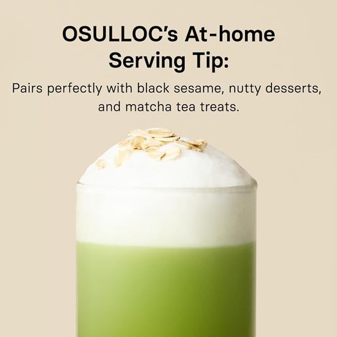 OSULLOC Jeju Matcha Oat Blend (7oz X 10 Packets), Vegan Dairy‑Free, Plant‑Based Instant Matcha Drink Powder, Lightly Sweetened