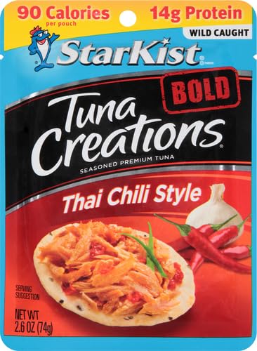 StarKist Tuna Creations BOLD Thai Chili Style Pouch (2.6 oz - 2 Pack) Wild Caught, High Protein Shelf Stable Seafood, Gluten Free, Soy Free, No Draining, Ready to Eat for Salads and Sandwiches