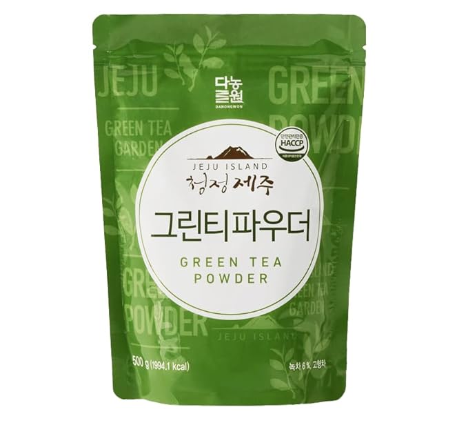 Sweetened Jeju Green Tea Powder – Korean Matcha Style with Cane Sugar, Café Latte Mix, No Additives – 500g Bulk Pack