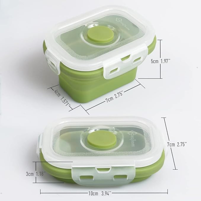 Collapsible Silicone Food Storage Container, Portion Control Container with Clip-on Lid, Stackable, Space Saving, Microwave/Fridge/Freezer/Dishwasher Safe, 5 Oz, Pack of 4