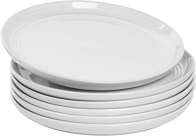 Double Line 8.25" Salad Plate, Set of 6, White