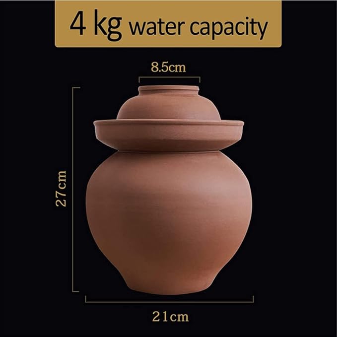 Traditional Chinese Porcelain Pickle Jar,Ceramic Fermentation Crock Pickling Pot,Ceramic Fermenting Jar with Water Seal Airlock Lid Stoneware Fermenter for Kimchi Sa 4KG