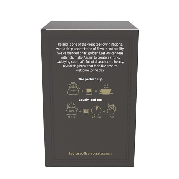 Taylors of Harrogate Irish Breakfast, Black Tea, Pillow Bags, 50 Count (Pack of 1), Rich, Bright & Malty, Caffeinated, Enjoy Hot or Iced, 50 Teabags