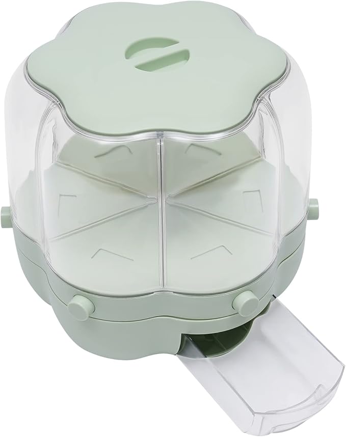 Grain Storage Container Dispenser, 6 Grids rice dispenser rotating, 360° rotating food dispenser One-Click Output rice Storage Round Grain Dispenser Kitchen (Matcha Medium 1.53kg)