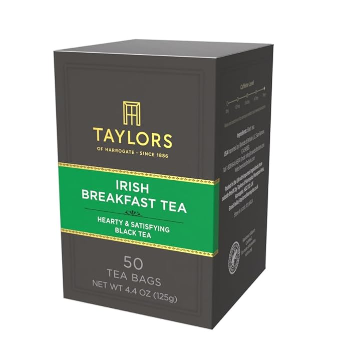 Taylors of Harrogate Irish Breakfast, Black Tea, Pillow Bags, 50 Count (Pack of 6), Rich, Bright & Malty, Caffeinated, Enjoy Hot or Iced, 300 Teabags Total