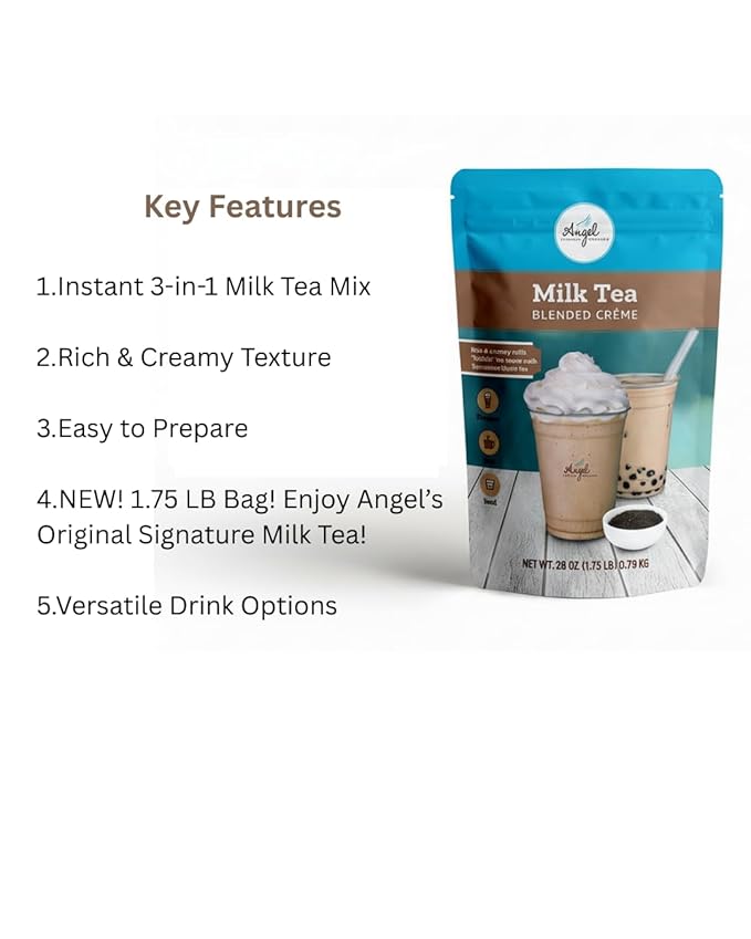 Milk Tea Powder Mix, Instant 3-in-1 Boba Milk Tea Powder, 28 oz (1.75 lb, 19 Servings), MilkTea Blended Creme for Drinks, Original Bubble Tea Mix with Brown Sugar & Black Tea