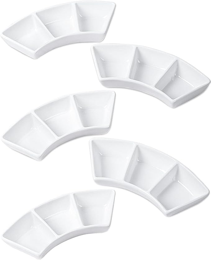 DELLING Ceramic Dipping Sauce Bowls Set - 3 Oz Dipping Dishes- Small Bowls for Sushi, BBQ or Fondue - Great for Different Sauce and Dip, Set of 5