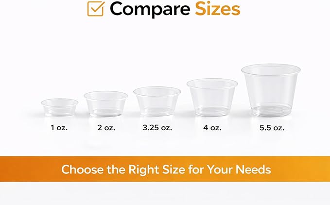 4U'LIFE 3.25oz Clear Plastic Souffle Cup/BPA Free Portion Cup With Lids-50 Sets