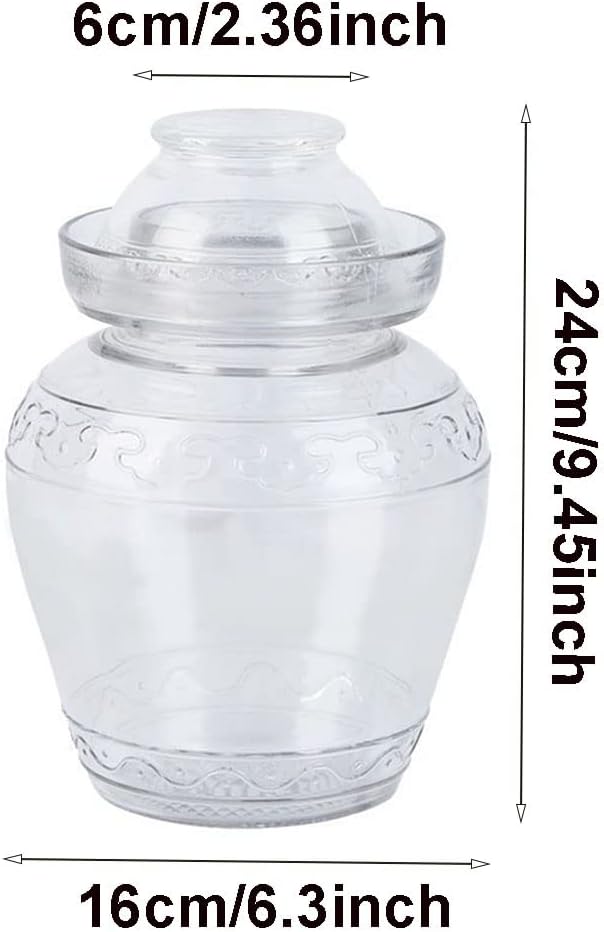 Glass Jar with Lid 2.5 Liter Fermentation Jar, Wide Mouth Large Fermenting Kit Crock with Water Seal Airlock Lid, Pickle Jar for Pickles Kimchi, Sauerkraut, Kombucha, Wine Brewing