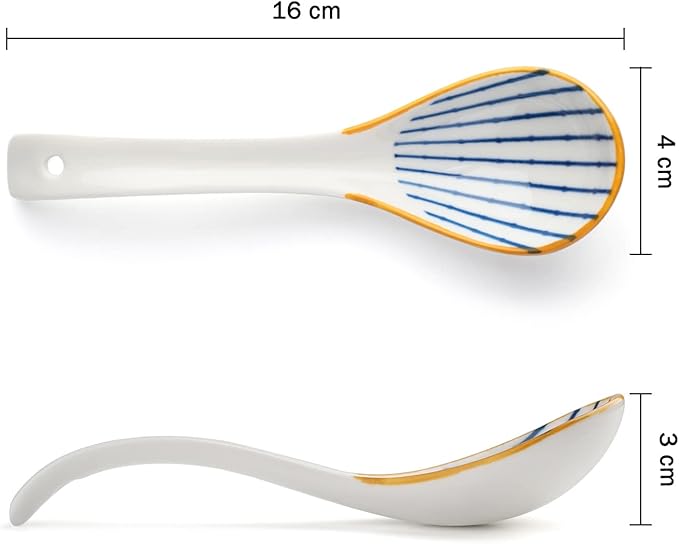 Soup Spoon Set of 4 Ceramic Chinese Soup Spoons Ramen Spoons for Pho Noodle Cereal Dumpling
