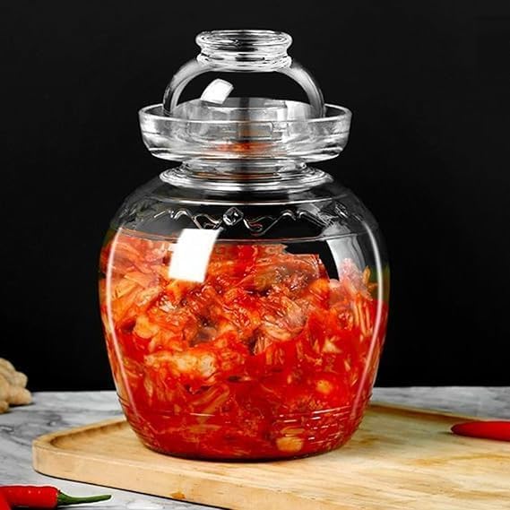 Glass Pickle Jar 1500ml Fermentation Jar Crock, Traditional Canning Jar Kimchi Containers with Water Seal Airlock Lid for Fermenting Pickles, Wine Brewing, and Sauerkraut