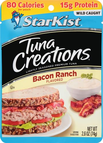 StarKist Tuna Creations Bacon Ranch Pouch (2.6 oz - 2 Pack) Wild Caught, High Protein Shelf Stable Seafood, Gluten Free, Soy Free, Kosher, No Draining, Ready to Eat for Salads and Sandwiches